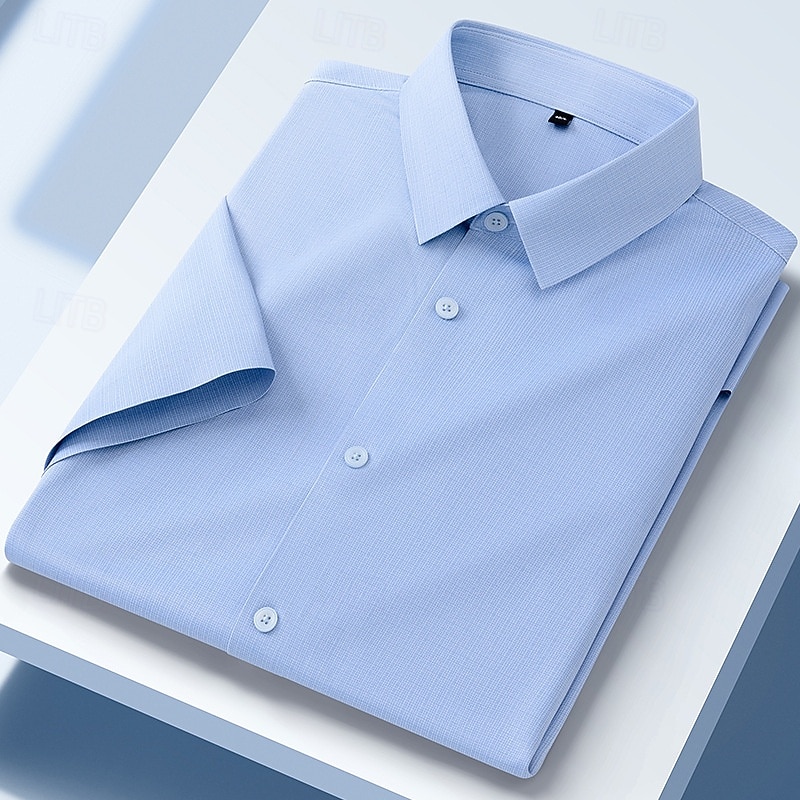Men's Shirt Dress Shirt Button Up Shirt Plain Wedding Daily Blue Sky Blue Gray Short Sleeve Turndown Summer Clothing Apparel