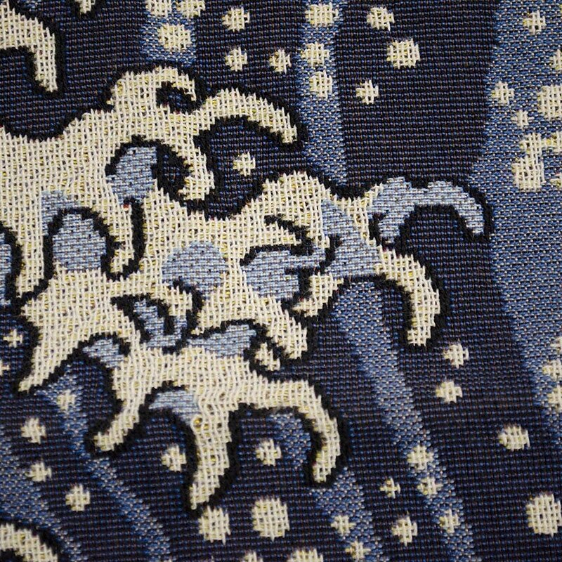 Jacquard Woven Tapestry Gobelin Aubusson Wall Art Hanging Large Tapestry Reproduction Loom Cotton Weave The Great Wave off Kanagawa Belgian Tapestry (without tassels and rod)2