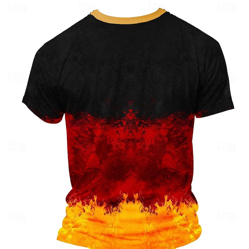 Men's Halloween Oktoberfest Beer German Flag T Shirt Henley Shirt Short Sleeve 3D Print Designer Retro Vintage Street Casual Daily Summer Spring Black Henley Henley T-Shirt2