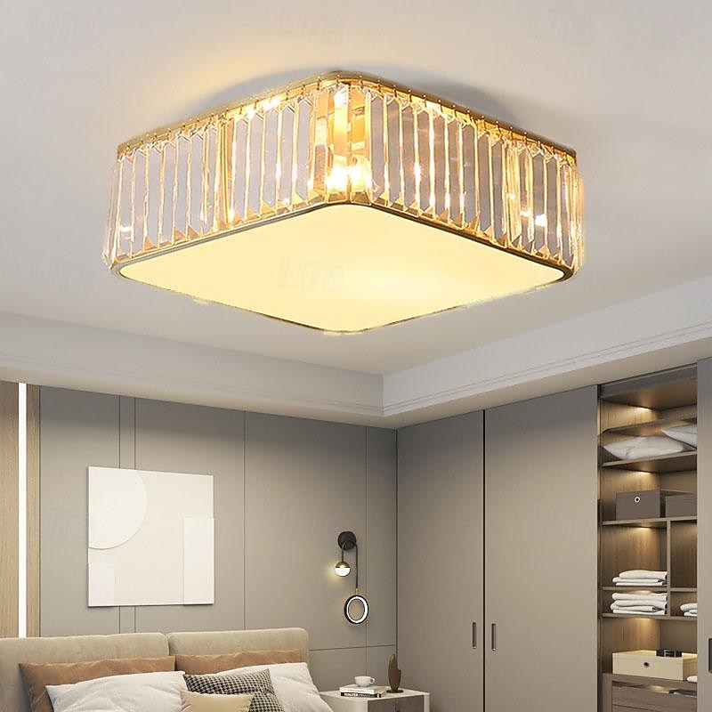 LED Ceiling Lights Crystal Ceiling Light 3-Color Light Source 30/40/50cm 3-Light Flower Flush Mount Dimmable Modern Nordic Style Crystal Metal E27 for Bedroom Living Room Hallway 85-265V3