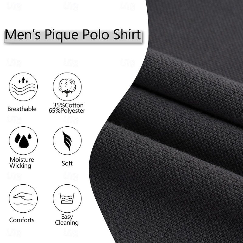 Men's Button Up Polos Cotton Polo Shirt Casual Holiday Lapel Ribbed Polo Collar Short Sleeve Fashion Basic Plain Classic Summer Regular Fit Navy Black White Burgundy Sky Blue Grey Button Up Polos4