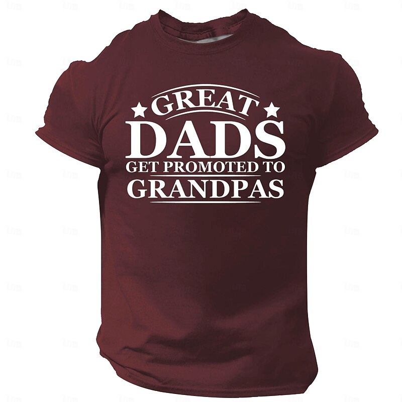 Men's 'Great Dads Get Promoted To Grandpas' T-Shirt, Funny Family Graphic Tee for Grandpa & Dad Gifts