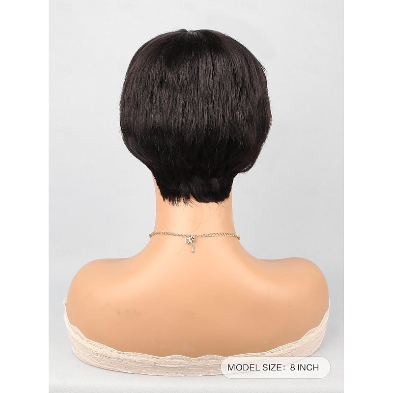 Synthetic Wig Natural Straight Short Bob Neat Bang Wig 8 inch Black Synthetic Hair Women Natural Black3
