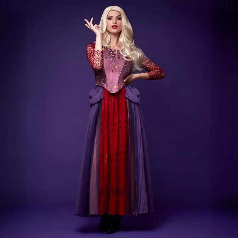 Hocus Pocus Witch Sarah Dress Cosplay Costume Ethnic Transitional Movie Cosplay for Women's Adults' Halloween Carnival Masquerade Event / Party Masquerade3