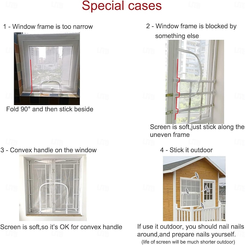 Adjustable DIY Fiberglass Mesh Window Screen with Zipper Opening - Handmade Insect for Pets, Customizable Cut-to-Size Sheet Mesh with Non-Adhesive Loop and Hook Straps3