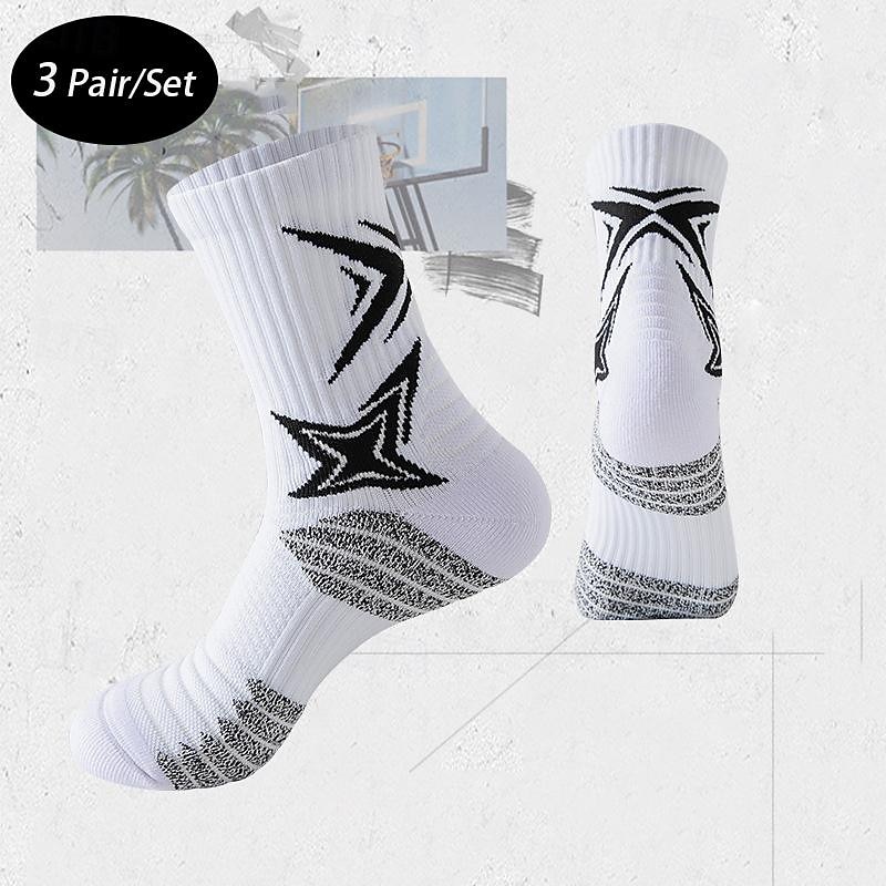 Men's 3 Pairs Multi Packs Socks Running Socks Casual Socks Black White Color Color Block Vacation Sports & Outdoor Daily Basic Medium Spring Fall Fashion Casual