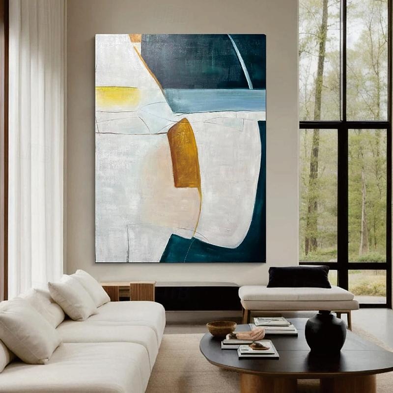 Abstract Painting handmade  Large oil painting Wall Art Abstract Painting on Canvas handmade Blue Painting White Texture Painting Milimalist Art for living room art4