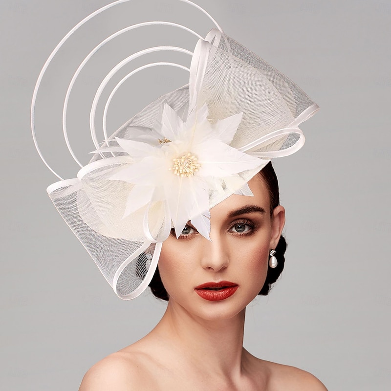 Fascinators Net Saucer Hat Wedding Horse Race Ladies Day Melbourne Cup With Cap Flower Headpiece Headwear2