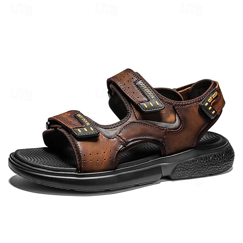 Men's Leather Outdoor Hiking Sandals - Comfortable and Durable with Adjustable Straps and Anti-Slip Sole for Summer Adventures3