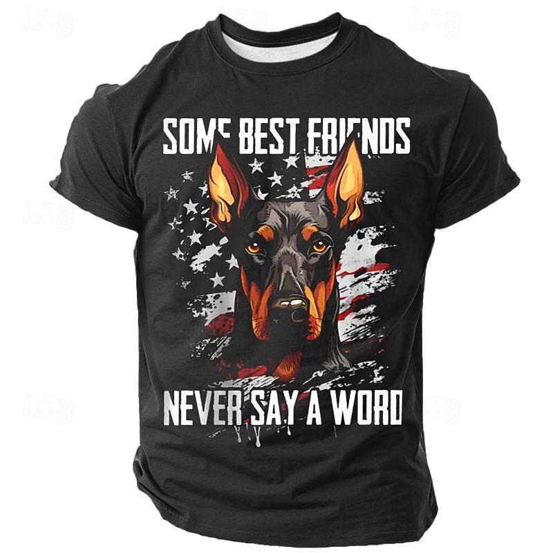 Men's Doberman T-Shirt - "Some Best Friends Never Say A Word" American Flag Dog Lover Graphic Tee3