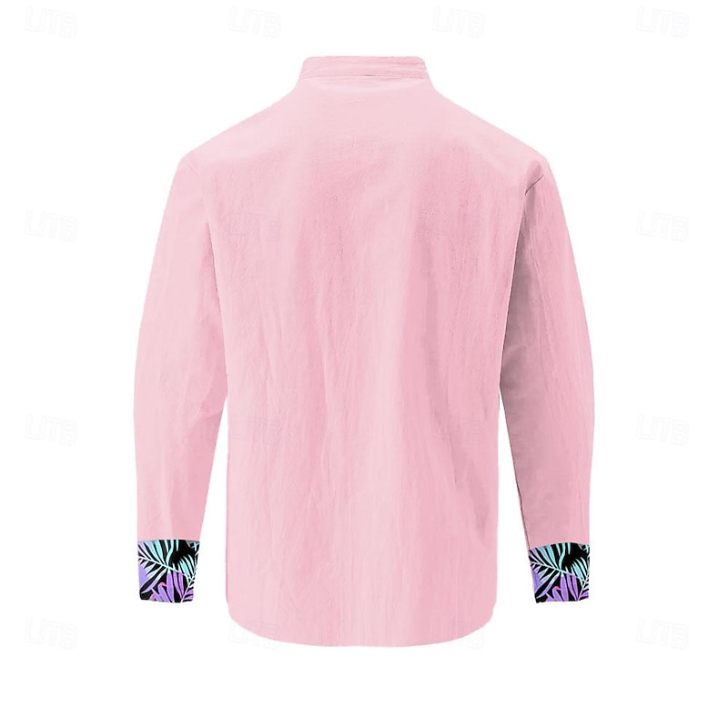 Men's Floral Shirt Summer Hawaiian Shirt Aloha Shirt Long Sleeve Shirt Turndown Hawaiian Resort Outdoor Street Casual Daily Pink S M L2