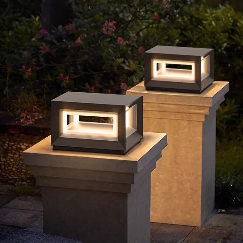 LED Outdoor Wall Light Warm White 30/40cm 1-Light Square Outdoor Post Light Fixture Waterproof Courtyard Pillar Lamps for House Porch Patio Outside Deck Garage Yard Exterior Post Lantern Lamps 110-240V