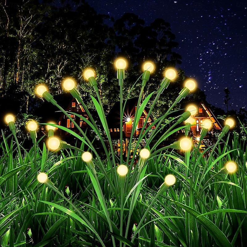 2pcs Solar LED Garden Lights, Solar Firefly Swing Lights 6/8/10LED  Outdoor Waterproof Garden Pathway Landscape Outdoor Decorative Lights for Halloween