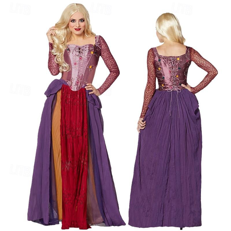 Hocus Pocus Witch Sarah Dress Cosplay Costume Ethnic Transitional Movie Cosplay for Women's Adults' Halloween Carnival Masquerade Event / Party Masquerade