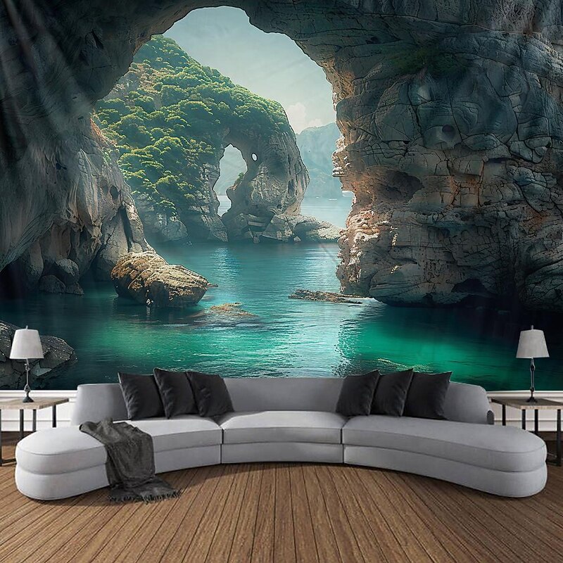 Beach Sunrise Arch Hanging Tapestry Wall Art Large Tapestry Mural Decor Photograph Backdrop Blanket Curtain Home Bedroom Living Room Decoration