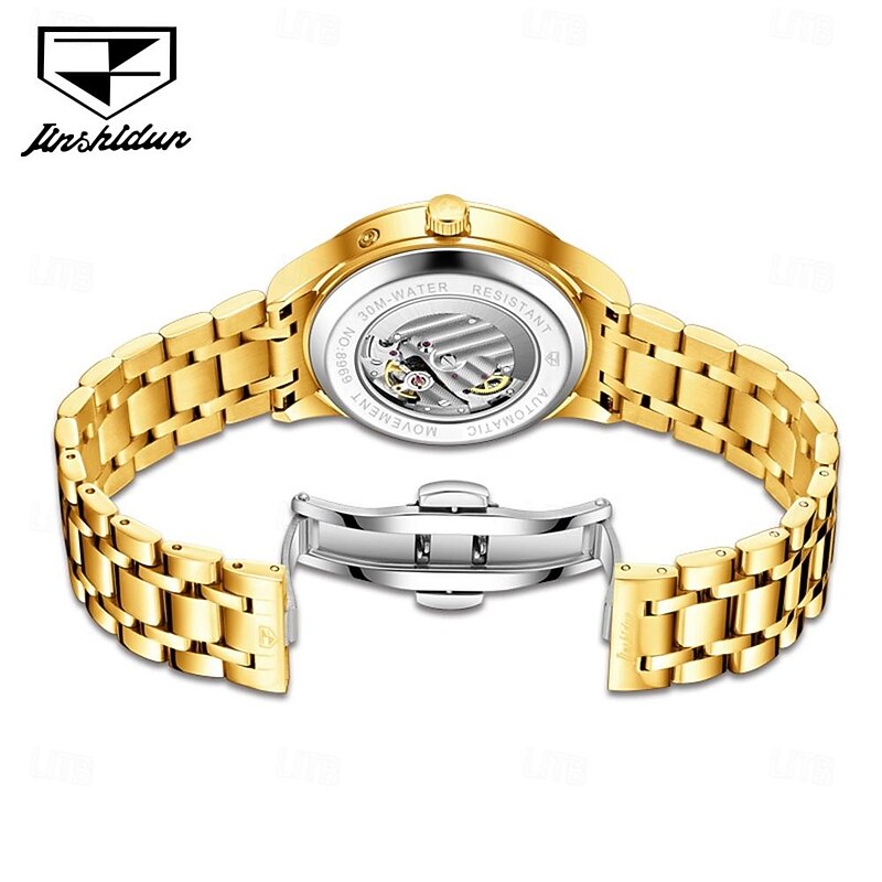 Men Mechanical Watch Creative Fashion Business Wristwatch Automatic Self-winding Moon phase Luminous Waterproof Steel Watch3