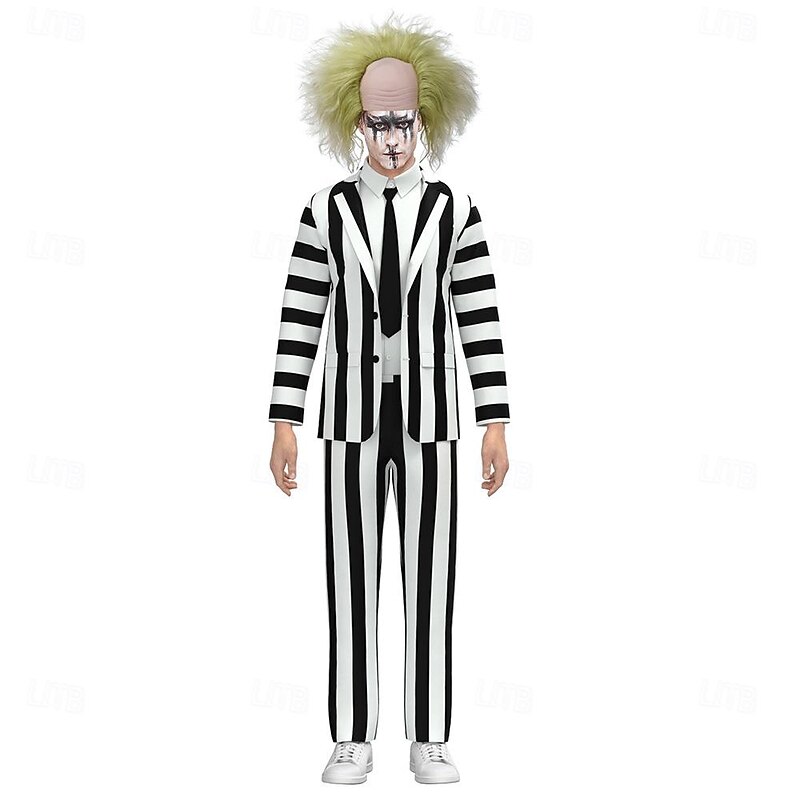 Beetlejuice Mask Outfits Suits & Blazers Men's Boys Movie Cosplay Scary Costume Carnival Performance Party
