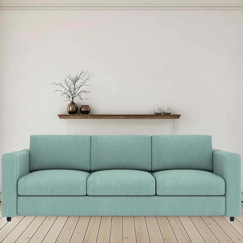 3-Seat Sofa Cover 100% Cotton Solid Color Quilted Slipcovers VIMcover LITB PRIME cover