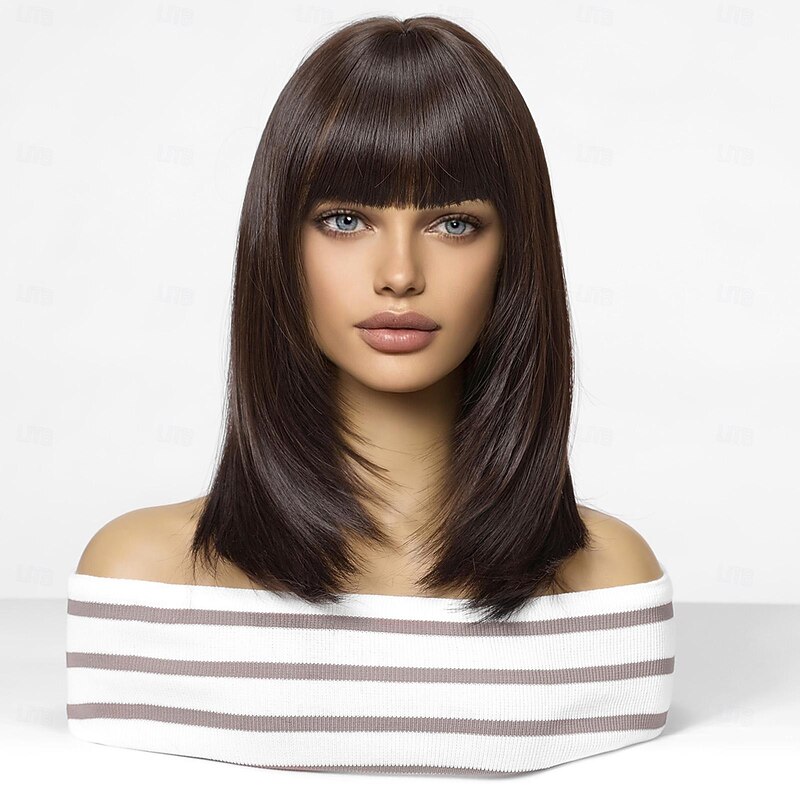 14Inch Synthetic Wigs For Women's Wig  Purple Short Curly Bobo Hair with  Bangs Daily Fresh Lovely  Party2