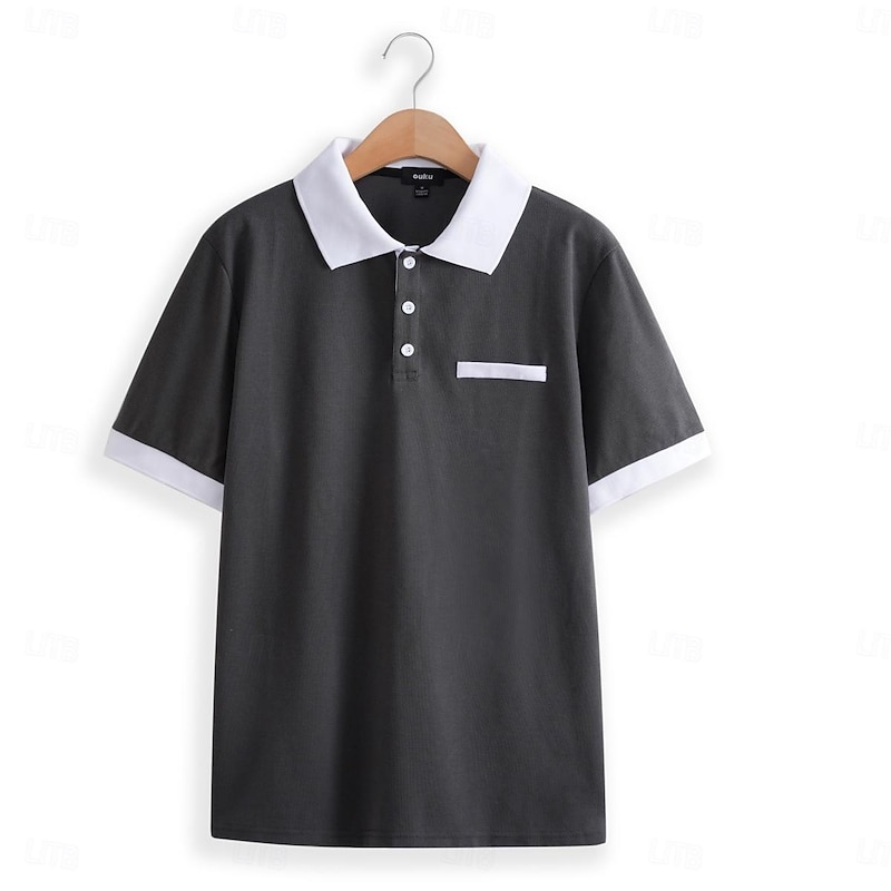Men's Golf Shirt Pique Polo Shirt Casual Holiday Lapel Short Sleeve Fashion Basic Plain Classic Summer Regular Fit Black White Red Navy Blue Sky Blue Dark Grey Golf Shirt3