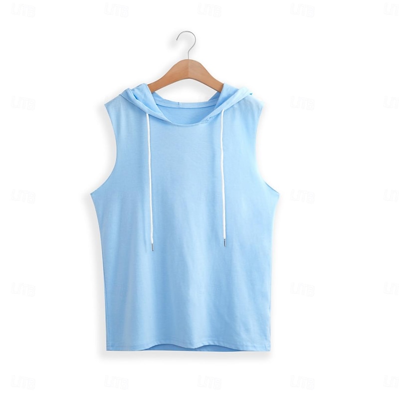 Men's Tank Top Vest Top Sleeveless Hoodie Sleeveless Shirt Sleeveless Hooded Summer Plain Fashion Designer Muscle Outdoor Going out Gym White Light Blue Gray Top Tee for Men2