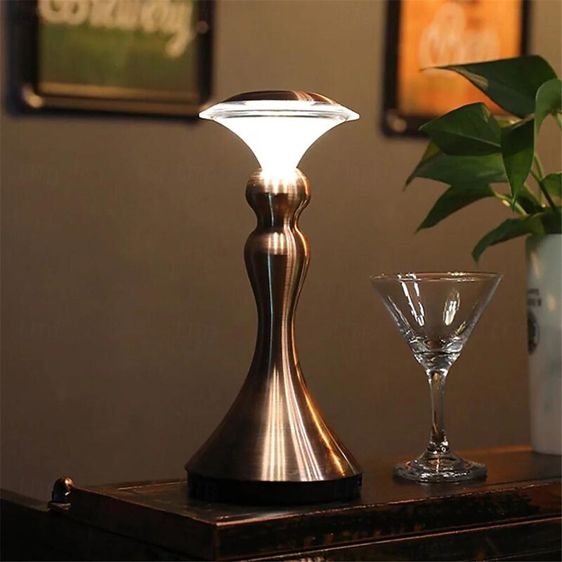 LED Desk Light Touch Controlled Reading Light Bar Metal Table Lamp Portable Battery Table Retro Night Light LED Restaurant Bedroom Bedside Restaurant USB Charging Light 1PC4