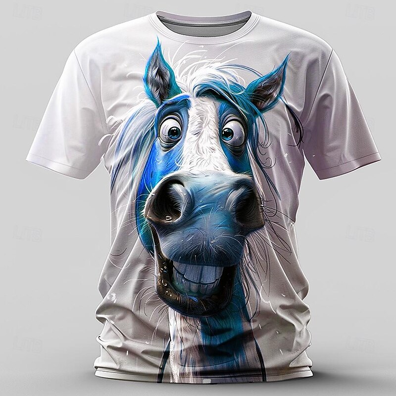 Men's Graphic Horse T Shirt Short Sleeve T shirt 3D Print Crew Neck Shirt Retro Vintage Casual Street Style Sports Outdoor Holiday Going out Red Blue Orange Spring & Summer Clothing Apparel S M L XL4