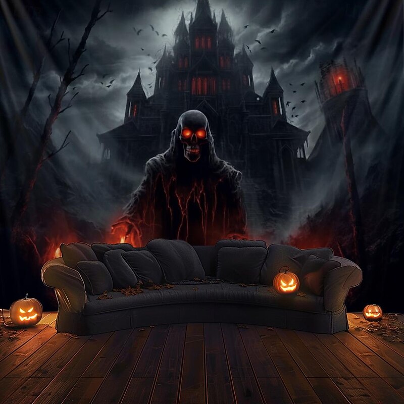 Halloween Decorations Monster Castle Hanging Tapestry Wall Art Large Tapestry Mural Decor Photograph Backdrop Blanket Curtain Home Bedroom Living Room4
