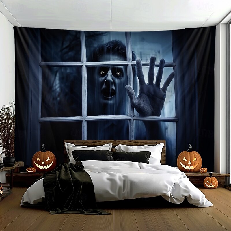 Halloween Decorations Scary Ghost Hanging Tapestry Wall Art Large Tapestry Mural Decor Photograph Backdrop Blanket Curtain Home Bedroom Living Room Decoration 6