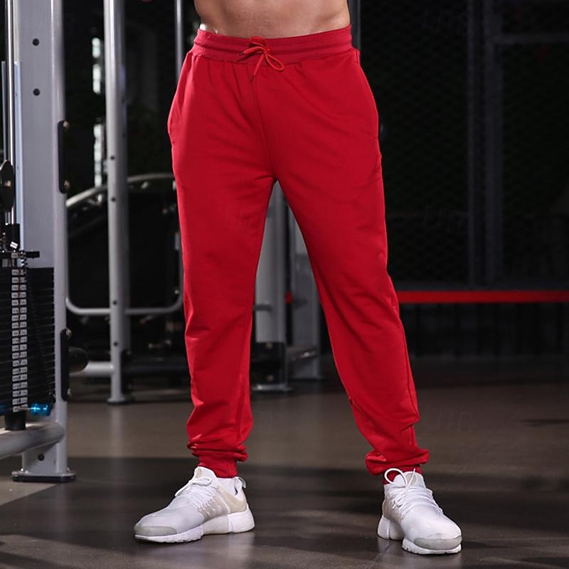 Men's Sweatpants Running Pants Track Pants Pocket Drawstring Elastic Waistband Pants / Trousers Outdoor Sports & Outdoor Athletic Fall Cotton Breathable Soft Marathon Running Workout Tailored Fit4