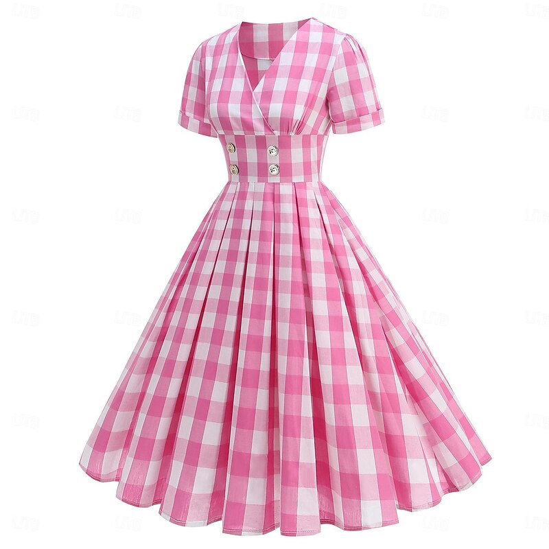Retro Vintage 1950s Vintage Dress Dress A-Line Dress Swing Dress Plaid Checkered Checkered Gingham Fancy Dress Women's Masquerade Event / Party Bachelorette Party Adults' Dress Homecoming Dresses3