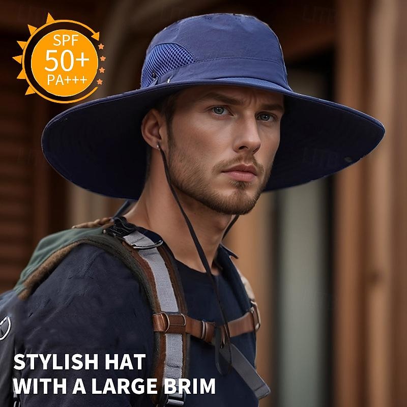 Sun Hat Bucket Hat Boonie hat Waterproof UV Protection Summer Spring Drawstring Wide Brim Men's Fishing Activity2