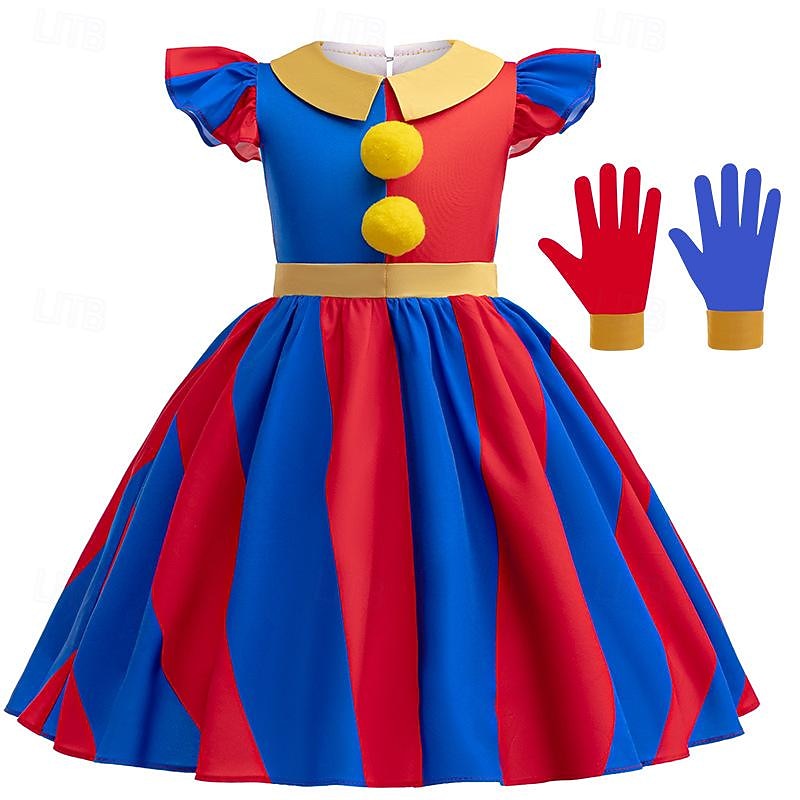 TADC Joker Clown Pomni Dress Costume Cosplay Movie Cosplay for Girls' Kid's Carnival Performance Party