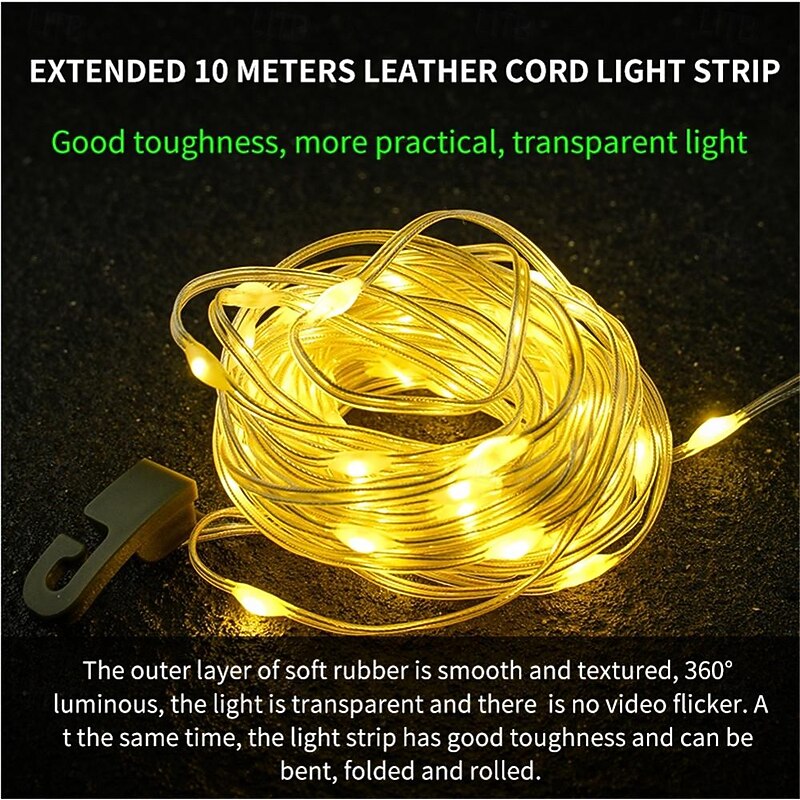 2-in-1 Camping Light LED Reel String Lights Outdoor Camping Lamp Recyclable LED Atmosphere Light for Garden Tent Room Decor2