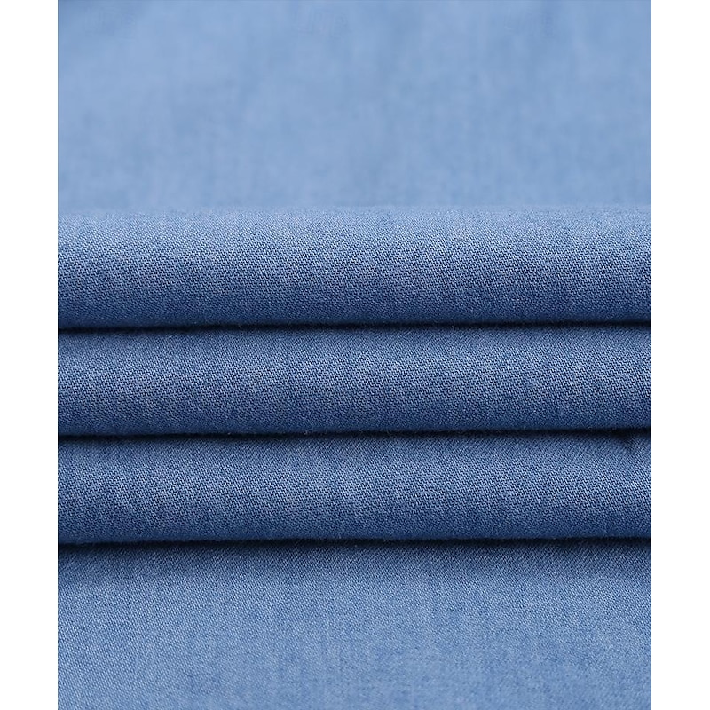 Men's Shirt Chambray Shirt Calico Shirt Button Up Shirt Casual Shirt Denim Blue Black Blue Dark Blue Long Sleeve Plain Collar Daily Vacation Clothing Apparel Fashion Casual2