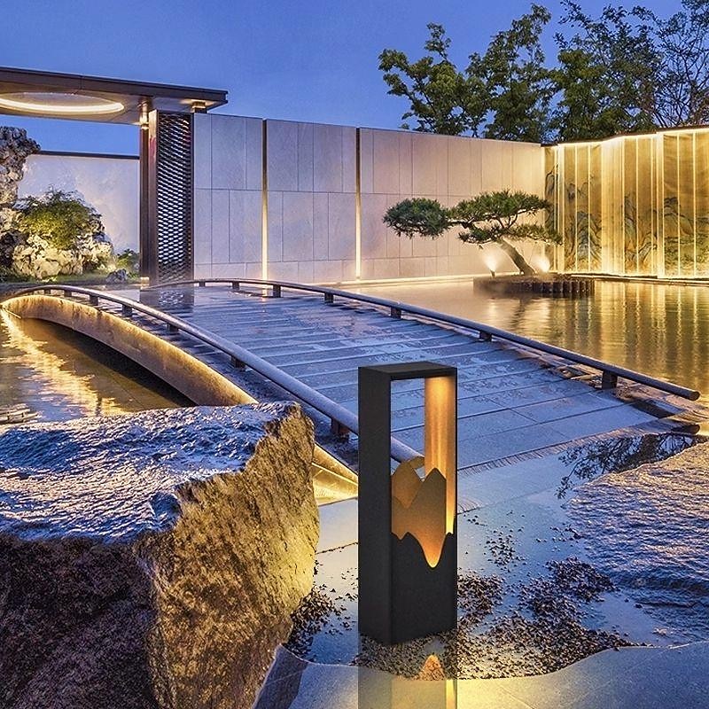 Landscape Path Light, Stainless Steel Luxury Warm White Landscape Path Light 20W Metal Luxury Modern Outdoor Bollard Lighting for Law Patio Courtyard and Driveway Decoration 110-240V4