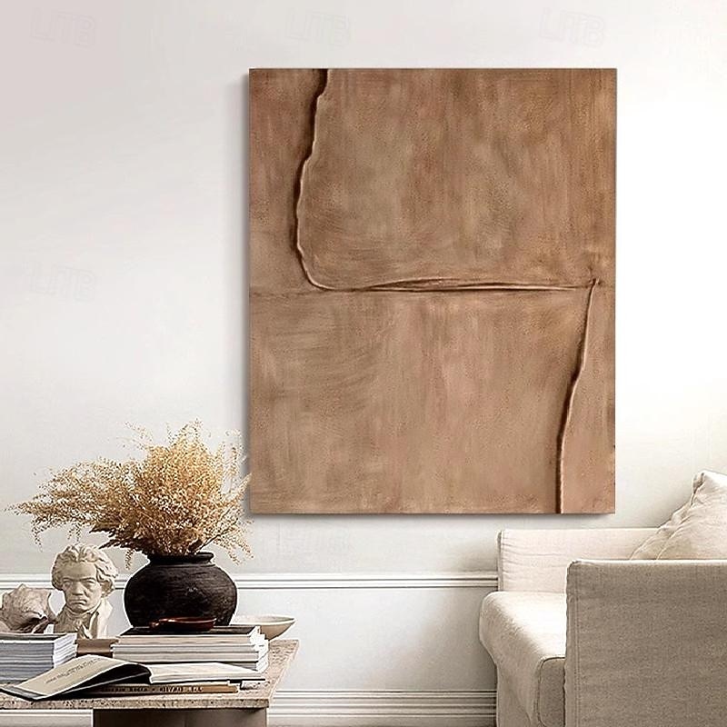 Large handmade Abstract Oil painting on Canvas handmade Minimalist Wall Art Modern Textured Brown Painting Oversized Canvas painting Art Room Decor