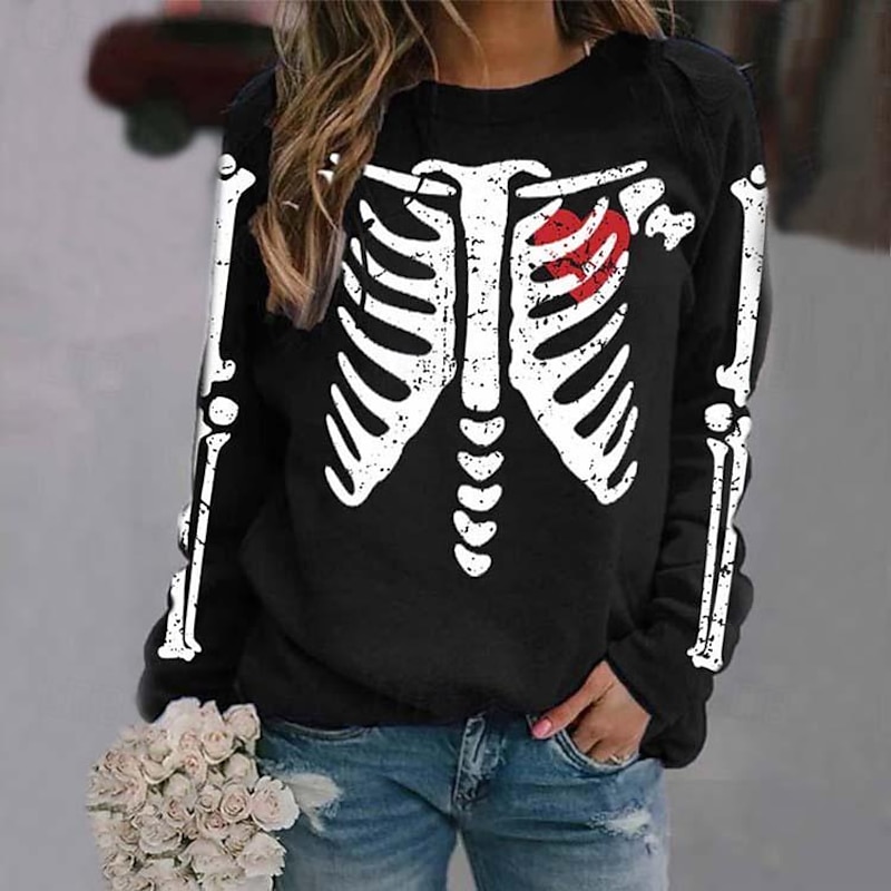 Halloween Skeleton Skull Hoodie Cartoon Manga Anime 3D Graphic For Women's Adults' Halloween Carnival Masquerade 3D Print Party Festival