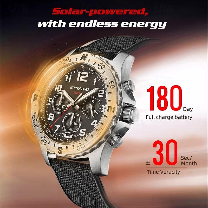 NORTH EDGE Men Quartz Watch Business Digital dial Luminous Waterproof Nylon Strap Watch4