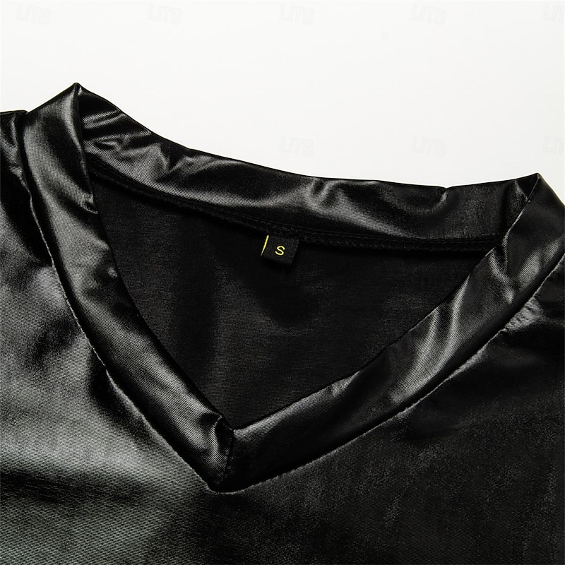 Men's Shirt T Shirt Tee Short Sleeve V Neck Summer Plain Exaggerated Designer Big and Tall Wedding Party Cocktail Attire Silver Black Gold Top Tee for Men4