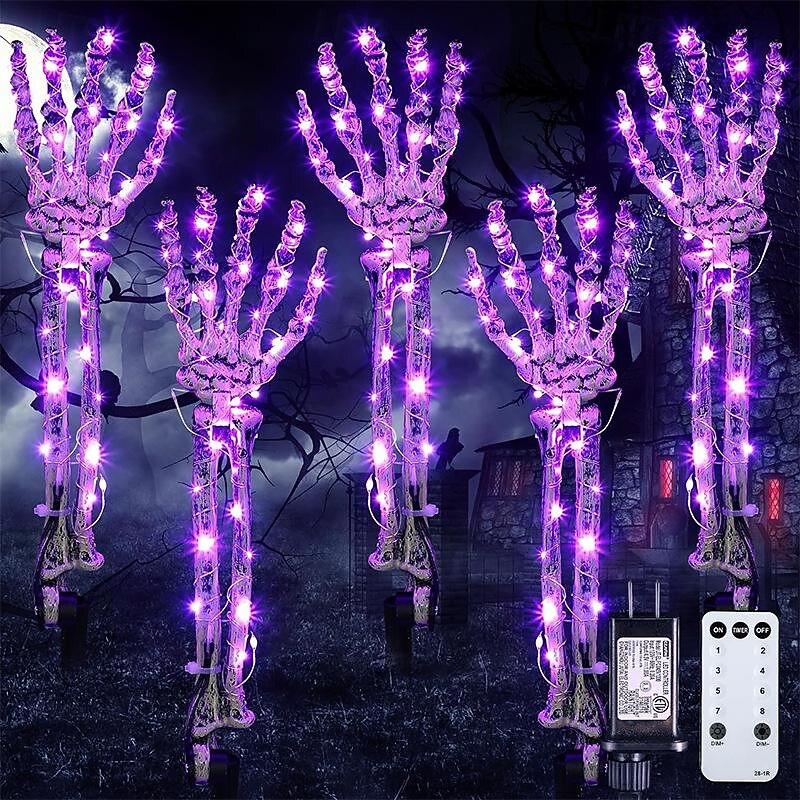 5 In 1 Halloween simulation luminous ghost hand ground plug-in lamp courtyard garden path party festival horror and eerie atmosphere decorative Lights Us Plug4