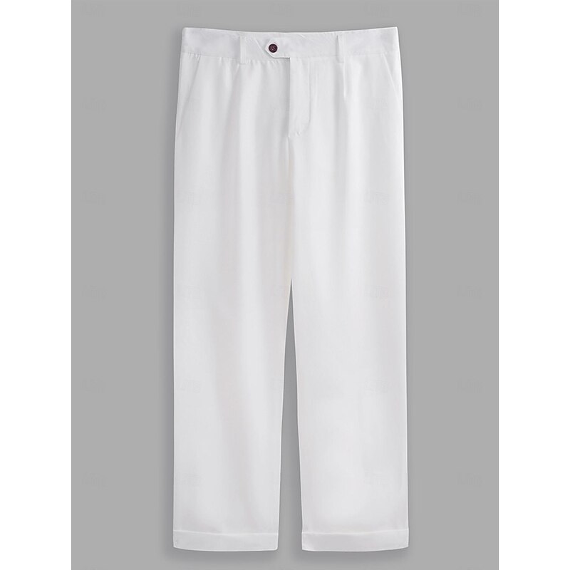 Men's Trousers Dress Pants Slacks Pleated Pants Suit Pants Zipper Pocket Buttons Plain Comfort Soft Wedding Outdoor Daily Fashion Casual Black White2