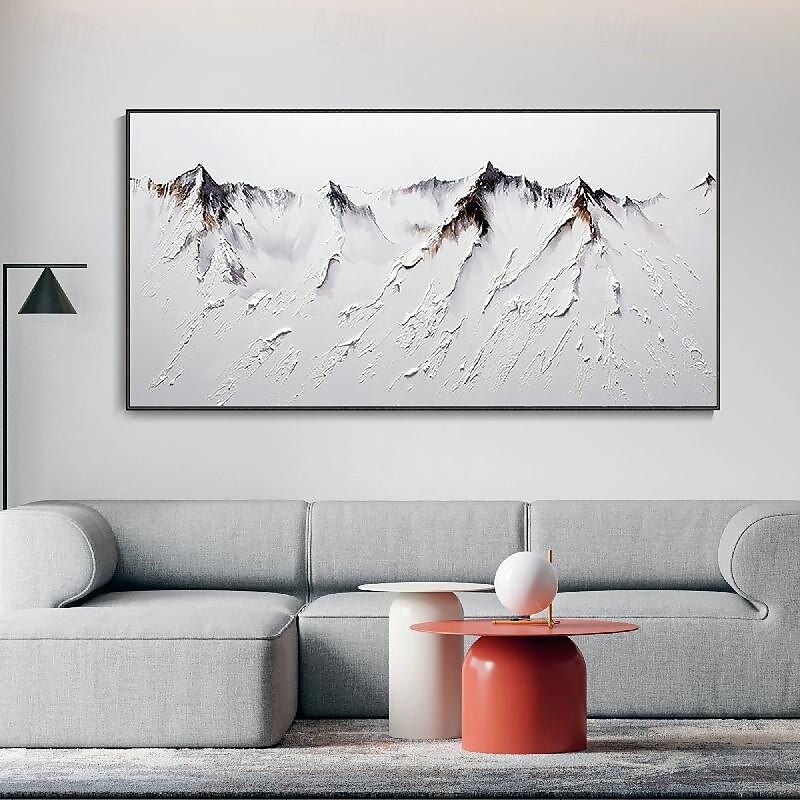 3D mountain oil painting Hand-Painted Thick Texture Oil Painting Beige White Painting On Canvas Abstract Textured oil painting for Wall Art painting for Living Room artwork2