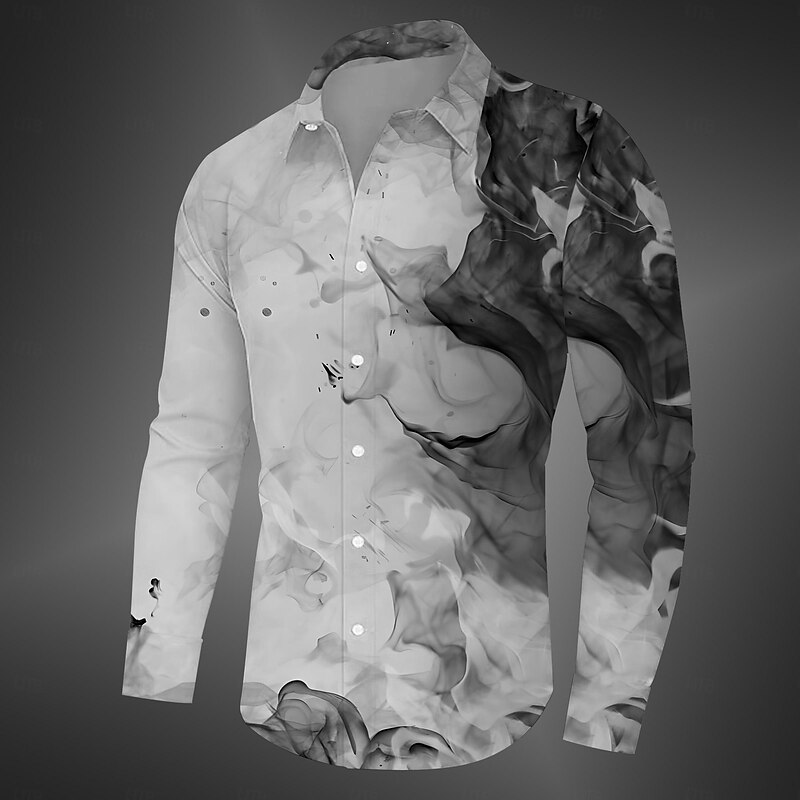 Men's Flame Shirt Button Up Shirt Long Sleeve Casual Dark Daily Fall Winter Spring & Summer Turndown Shirt Collar Button Up 3D Print Black Yellow Blue Fuchsia Green4