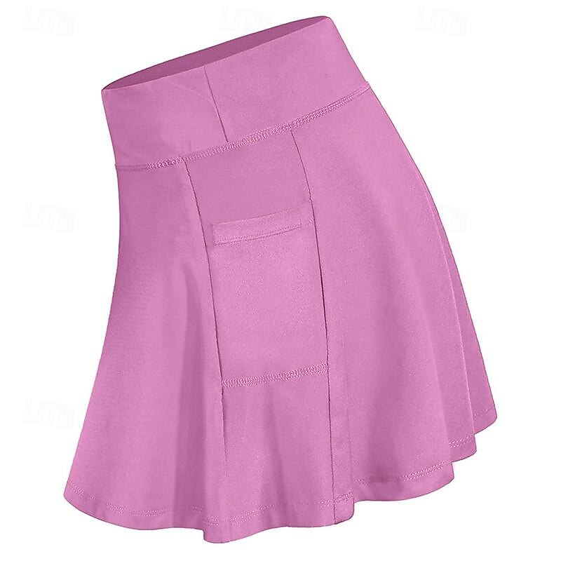 Women's Gym Shorts Yoga Skirt Workout Shorts 2 in 1 Elastic Waistband High Waist Pilates Gym Workout Workout Shorts Solid Color Black Pink Blue Sports Activewear Stretchy Slim2