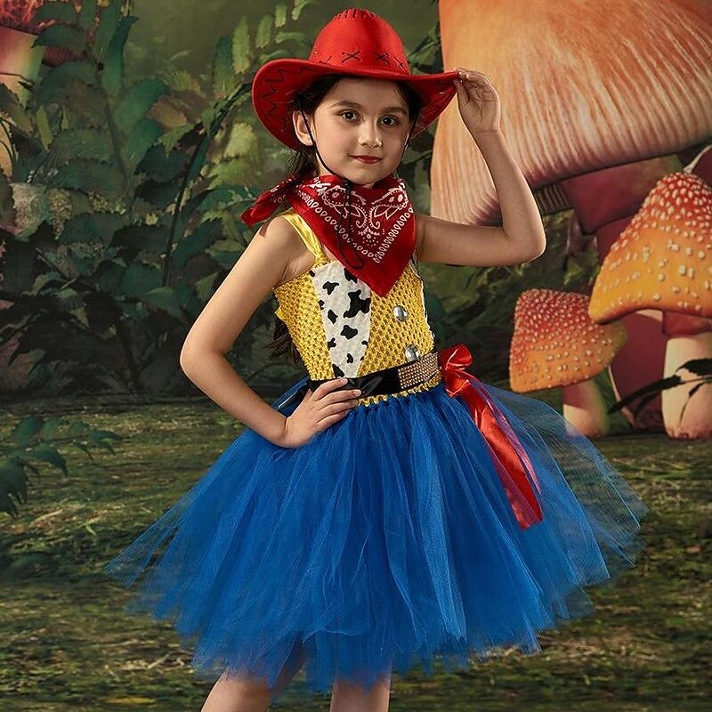 Toy Story Jessie Princess Woody Dress Flower Girl Dress Tulle Dresses Cosplay Movie Cosplay for Girls' Kid's Children's Day Masquerade