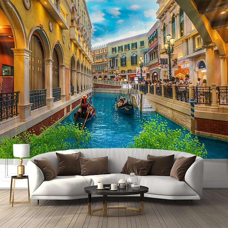 Venice Gondola Hanging Tapestry Wall Art Large Tapestry Mural Decor Photograph Backdrop Blanket Curtain Home Bedroom Living Room Decoration4