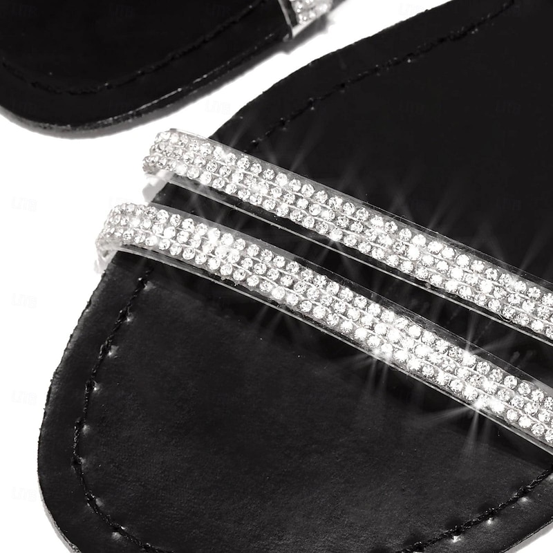 Women's Rhinestone Embellished Strappy Sandals with Comfortable Sole - Ideal for Parties and Special Occasions4