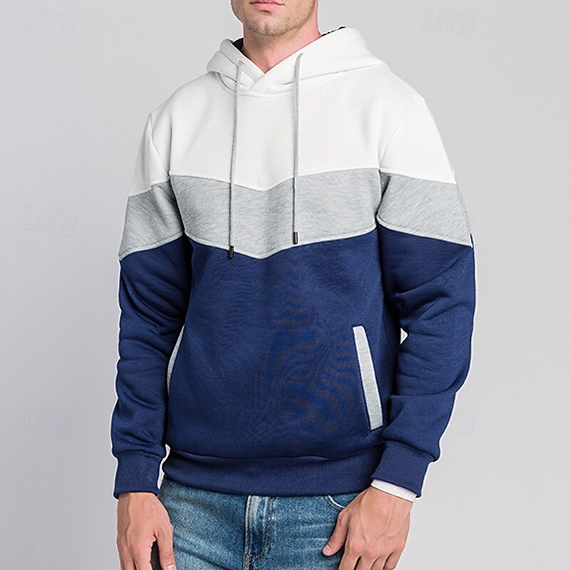 Men's Hoodie White Yellow Army Green Red Orange Hooded Color Block Patchwork Pocket Sports & Outdoor Daily Holiday Streetwear Basic Casual Spring &  Fall Clothing Apparel Hoodies Sweatshirts2