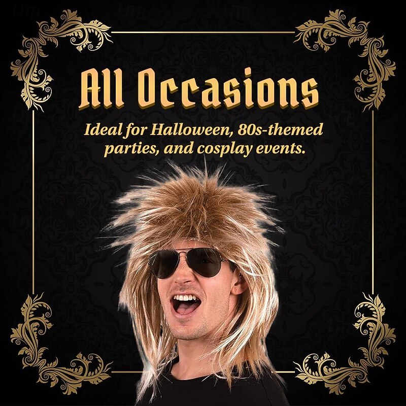 80s Rockstar Men Wig 80s Costume Accessory for Adults  Long Spiky Mullet Wigs for Men and Women Carnival Rocker Cosplay Wig4